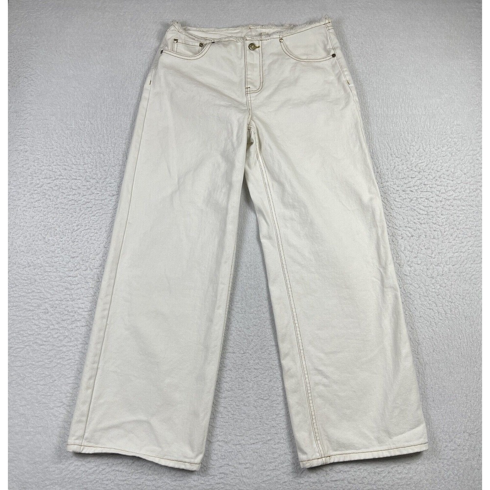 Milk It Jeans Womens 30 White Denim Gold Stitching Pure Jean Casual Pant‎